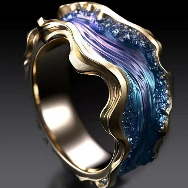 Fashion Wave Oil Drop Diamond Inlaid Women's High - end Ring - 0 - CJ