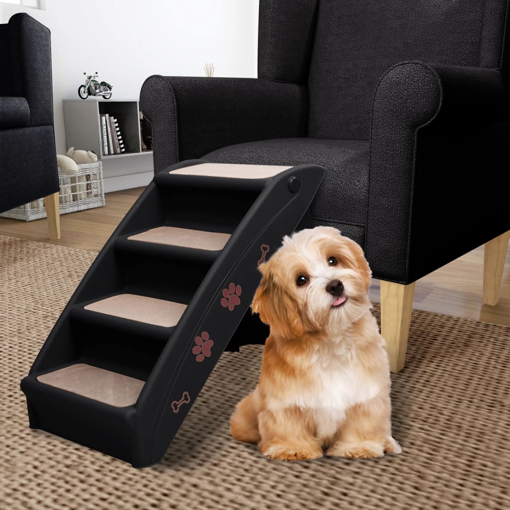 Foldable Dog Stairs Cream 62x40x49.5 cm   Dog Stairs
