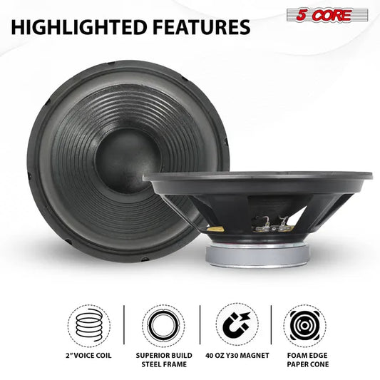 5 Core 12 Inch Car Woofer Audio 300W 4Ohm Deep Bass Replacement Sub Woofer Component Loud Speaker - 5 - CJ