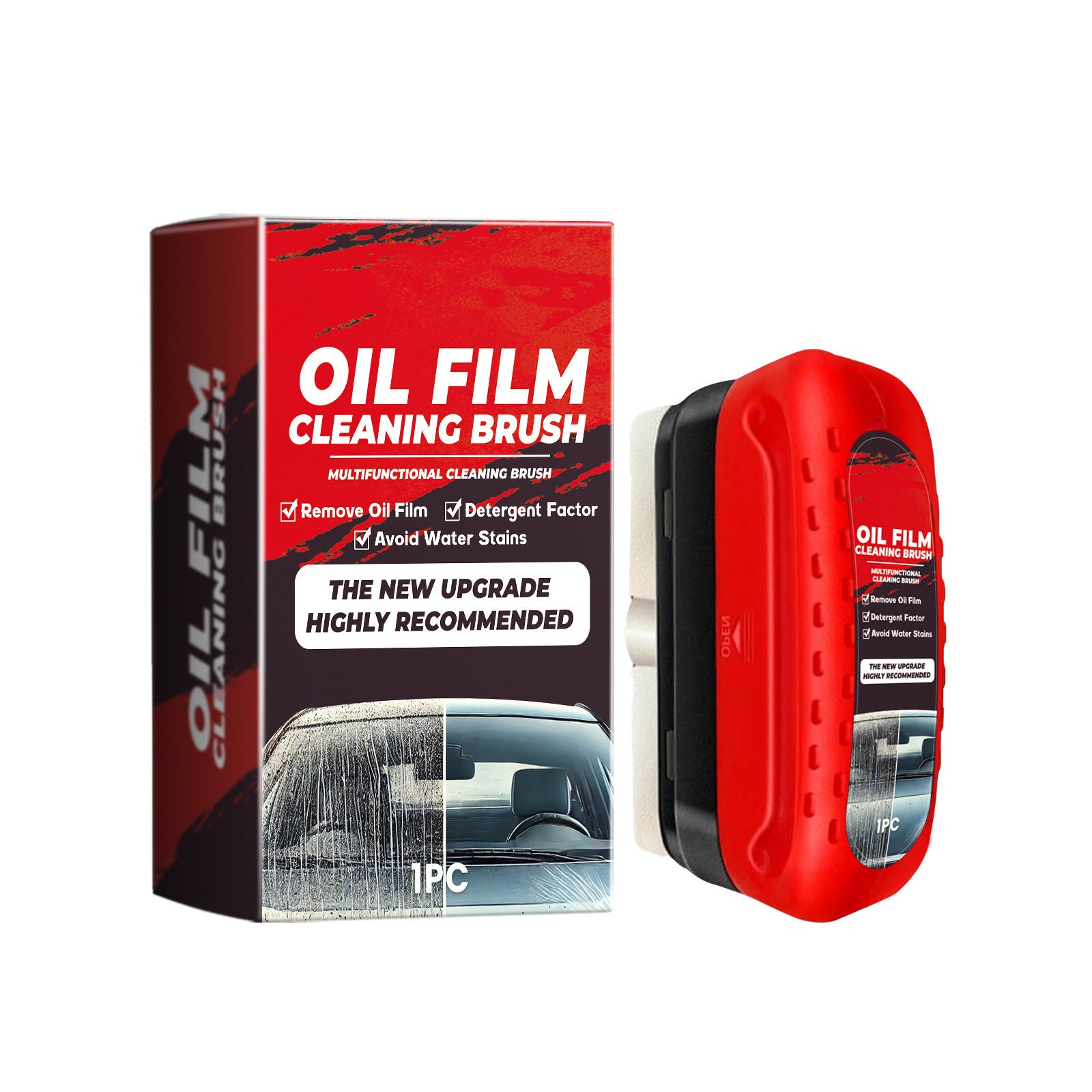 Automotive Oil Film Cleaning Brush, Windshield Cleaner Tool, All In One Wipe On Oil Film Remover, Car Glass Oil Film Cleaner With Reusable Foam Sprayer - 5 - CJ
