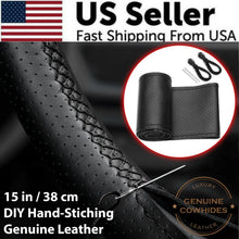 Genuine Leather DIY Car Steering Wheel Cover Anti - slip For Cm Black US - 5 - CJ - Default Title - CJQC245727701AZ