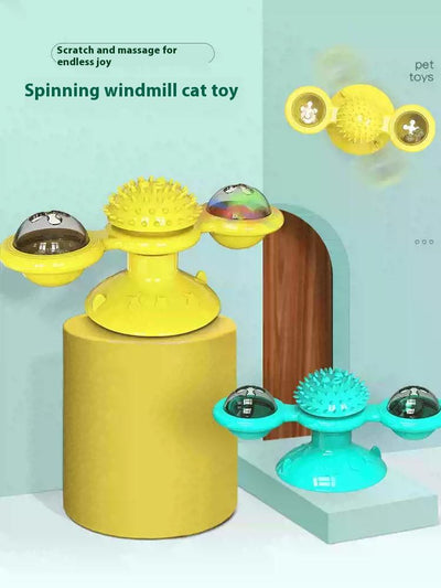 Interactive Windmill Cat Toy With LED Light Ball, Suction Cup, And Catnip Indoor Cat Exercise And Entertainment Set. - 5 - CJ