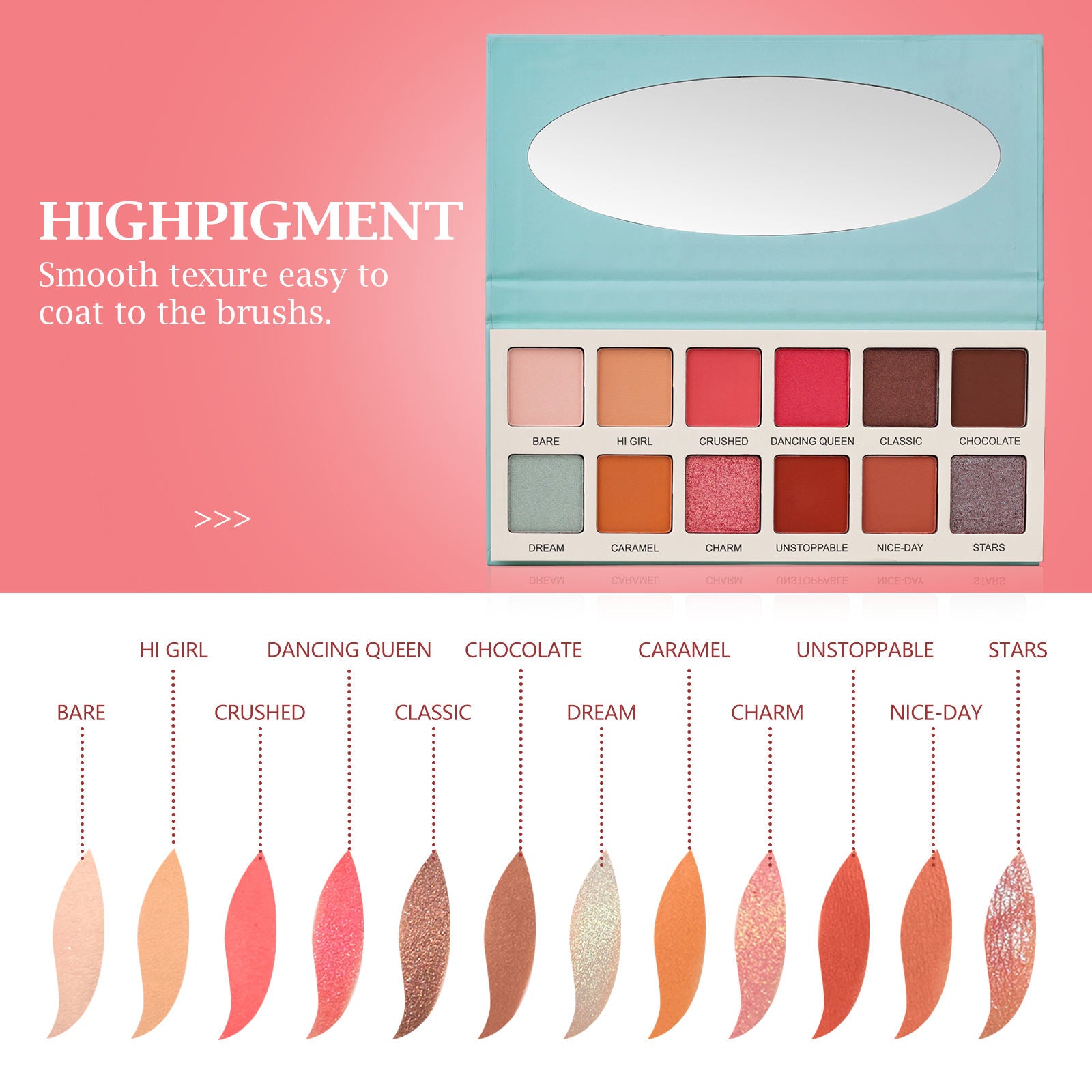 Las Chicas High Pigment Silky Hydroxybenzophenone Non - Vegan Cruelty - Free Cream 12 - Color Eyeshadow Palette Makeup Palette - 5 - CJ