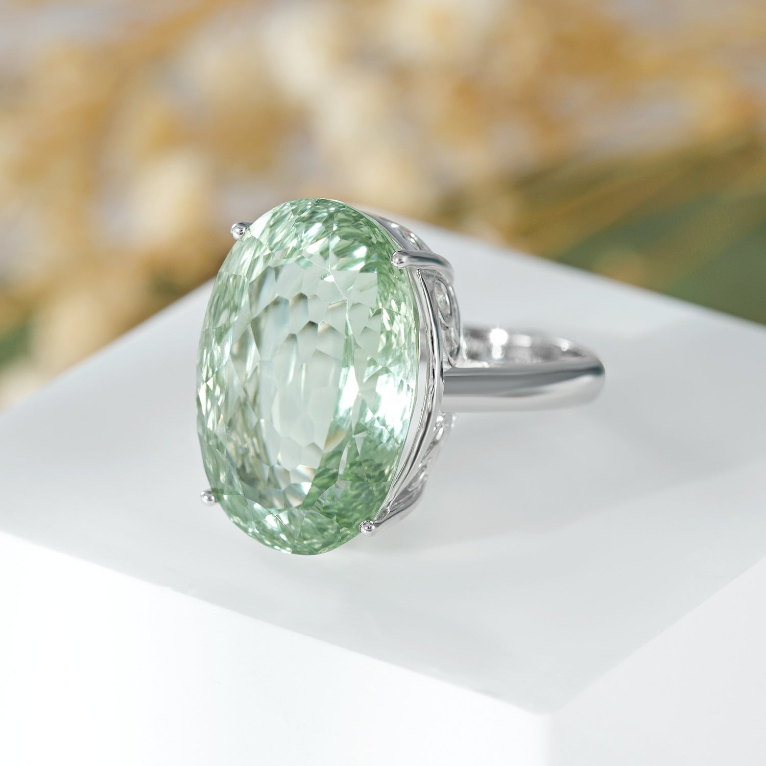 S925 Sterling Silver Green Amethyst Ring For Women Luxury Premium Retro Gem - 4 - CJ
