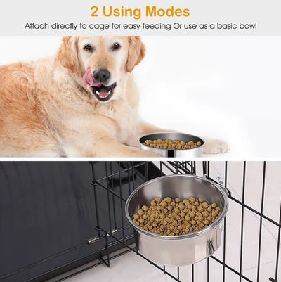 Tainless Steel Dog Bowl Pets Hanging Food Bowl Detachable Pet - 5 - CJ