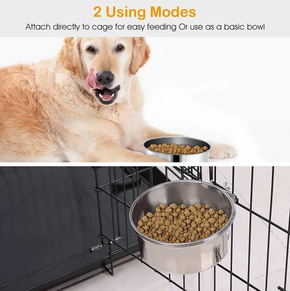 Tainless Steel Dog Bowl Pets Hanging Food Bowl Detachable Pet - 5 - CJ