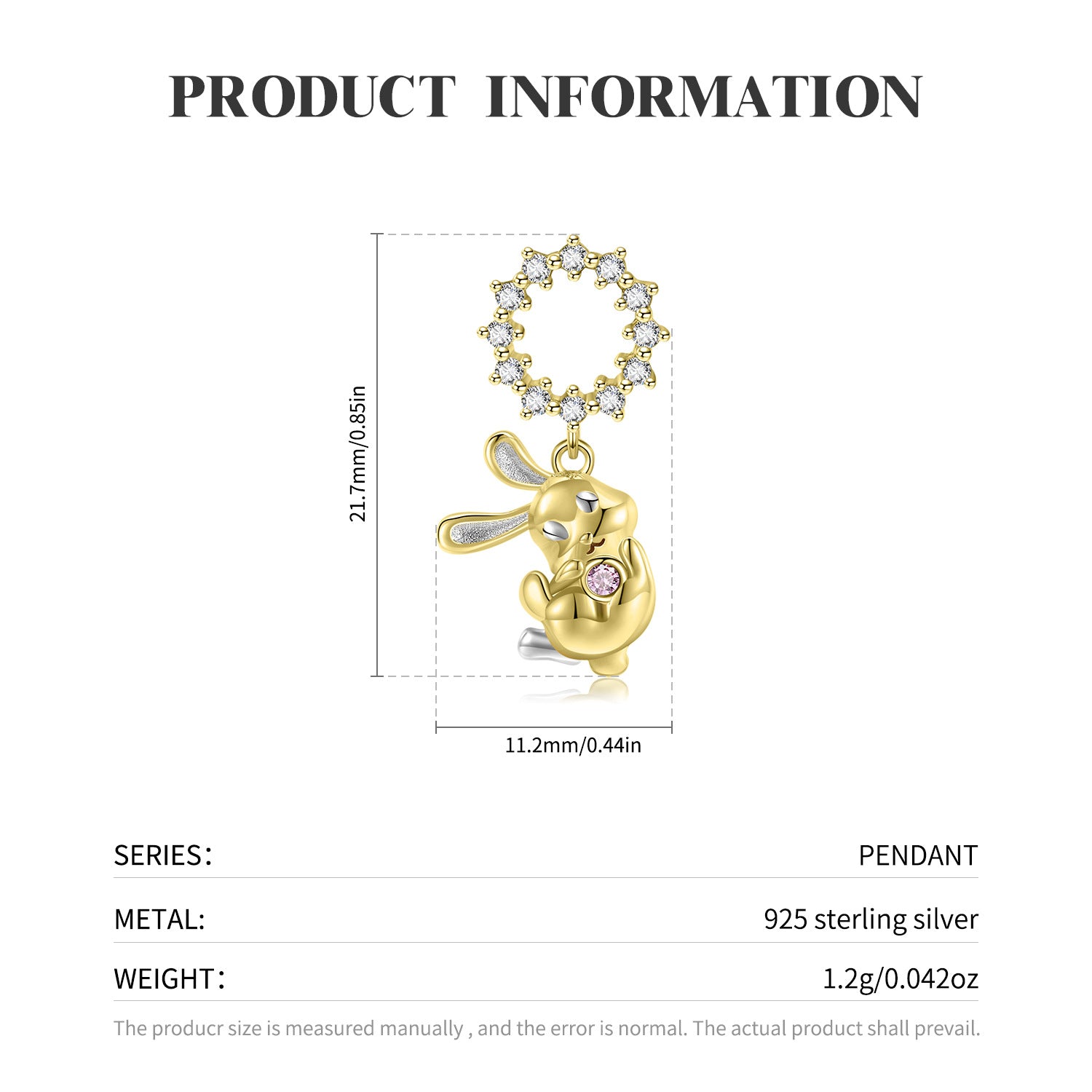 Original Cute Rabbit Pendant Necklace S925 Sterling Silver Gold - plated Girl's Clavicle Chain - 4 - https://x.com/titan_prim62775J