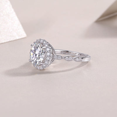 1Starlight Shining - A Fashionable Jewelry Ring Set With 3 - carat Moissanite S925 Sterling Silver And Platinum - plated Diamond Prohibit TikTok sales - 5 - CJ