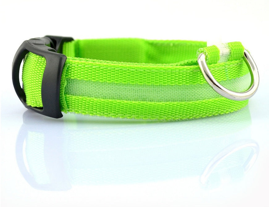 Nylon LED Pet Dog Luminous Collar Night Safety Flashing Glow in Dark Dog Cat Leash Adjustable Pet Supplies - 0 - CJ