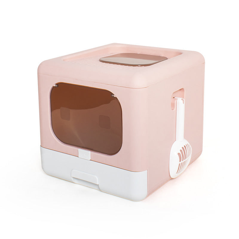 Fully Enclosed Double - door Extra - large Drawer Cat Litter Basin - 0 - CJ