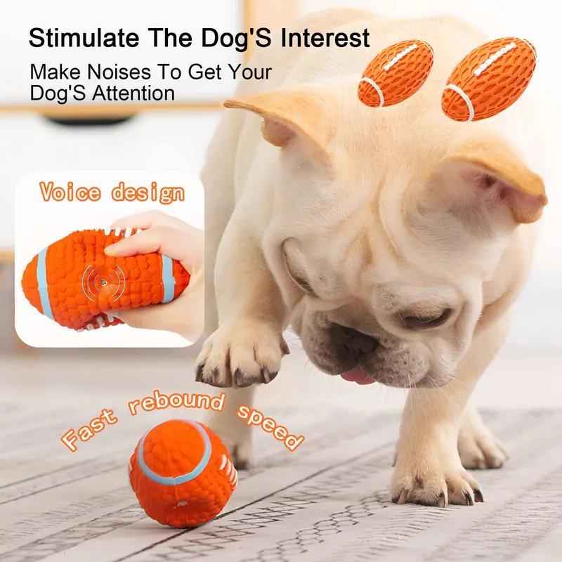 Dog Rubber Chew-resistant Interactive Squeaky Football Toy