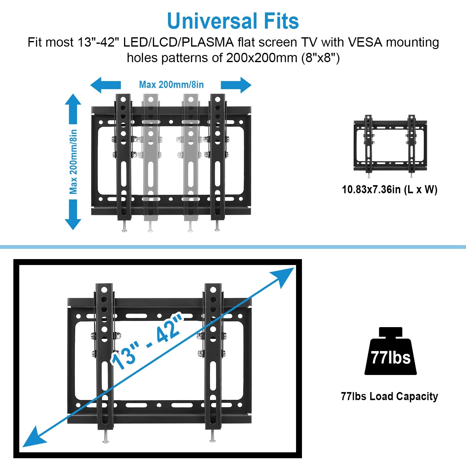TV Wall Mount Bracket Tilt For 13in - 42in LED LCD PLASMA Flat TV VESA 200x200mm - 5 - CJ