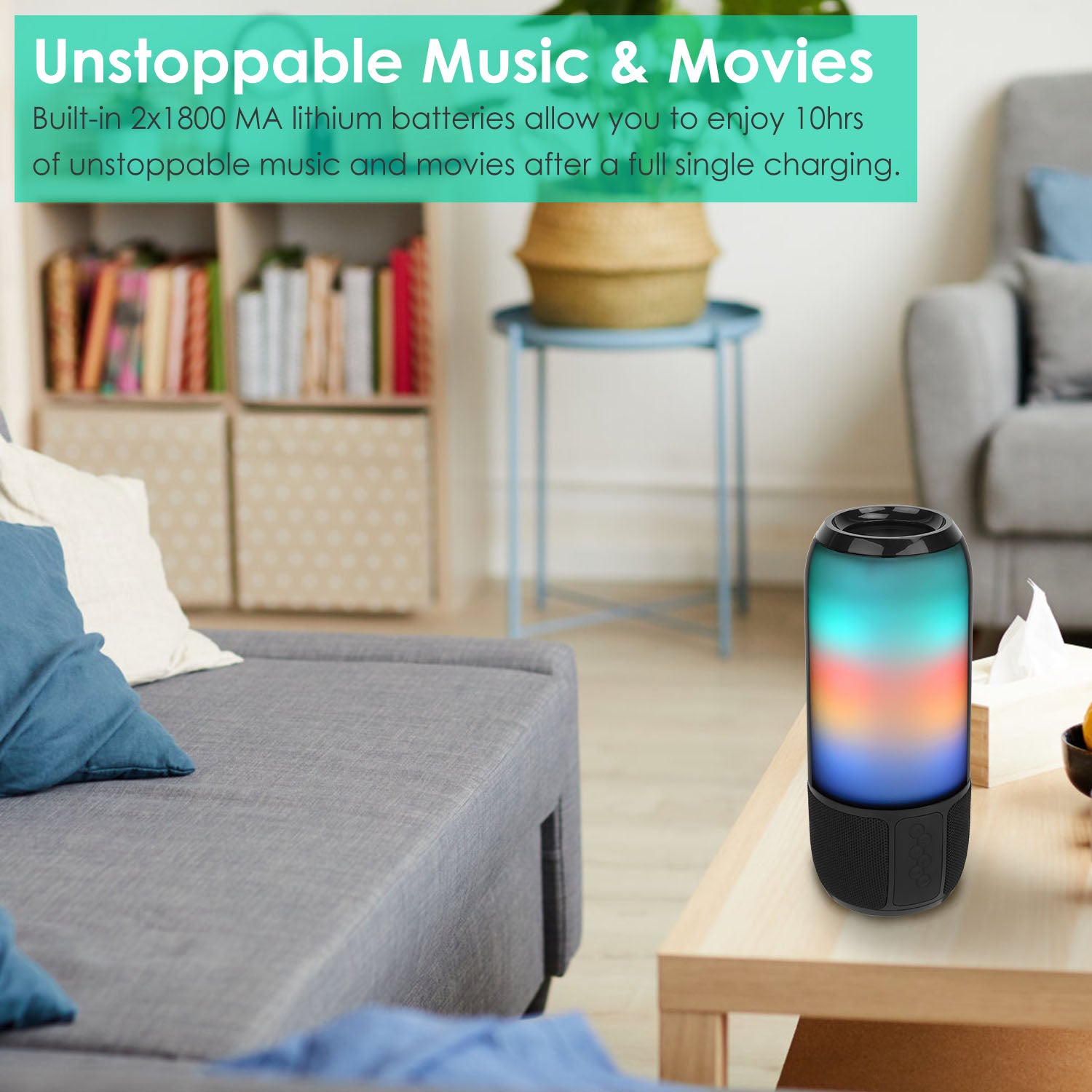 1Pc Wireless Portable Speaker Loud Stereo Speaker With 6 Color Changing Lights Radio Party TWS Speaker For Home Outdoor Travelling - 5 - CJ