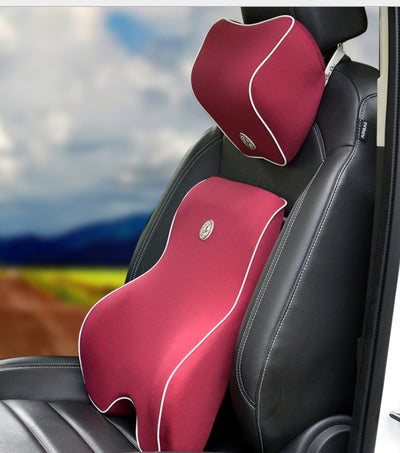 Car Memory Cotton Lumbar Suit Pillow Back Pad Waist Car Interior Seat Four Seasons Universal New Slow Rebound - 0 - CJ - Twopiece - Red - CJQCNBQC00051 - Twopiece - Red