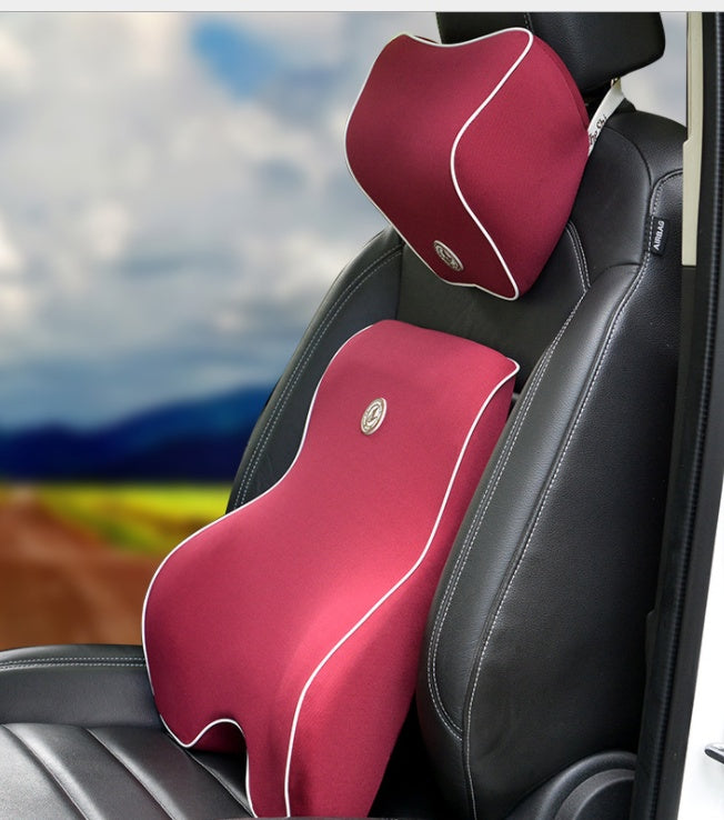 Car Memory Cotton Lumbar Suit Pillow Back Pad Waist Car Interior Seat Four Seasons Universal New Slow Rebound - 0 - CJ - Twopiece - Red - CJQCNBQC00051 - Twopiece - Red