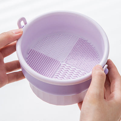 Makeup Brush Cleaning Bowl Beauty Egg Cleaning Tool Storage Set Brush Powder Puff Dry Cleaning Silicone Drying Shelf - 5.0 - CJ