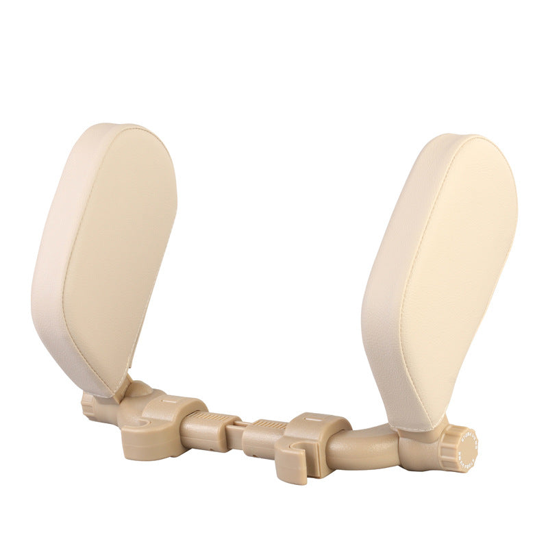 Car headrest pillow Sleep Adjustable Side Car Soft Travel Seat Headrest Auto Leather Support Neck Pillow Cushion car accessories - 0 - CJ - Beige white - CJQCQCQC00615 - Beige white