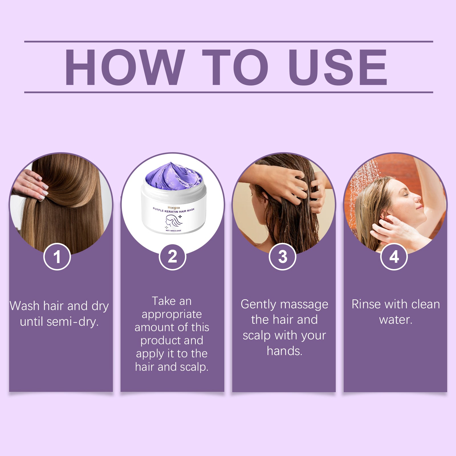 Hoegoa Keratin Purple Hair Mask Nourishing Moisturizing For Dry And Frizzy Hair Smooth And Shiny Care Mask