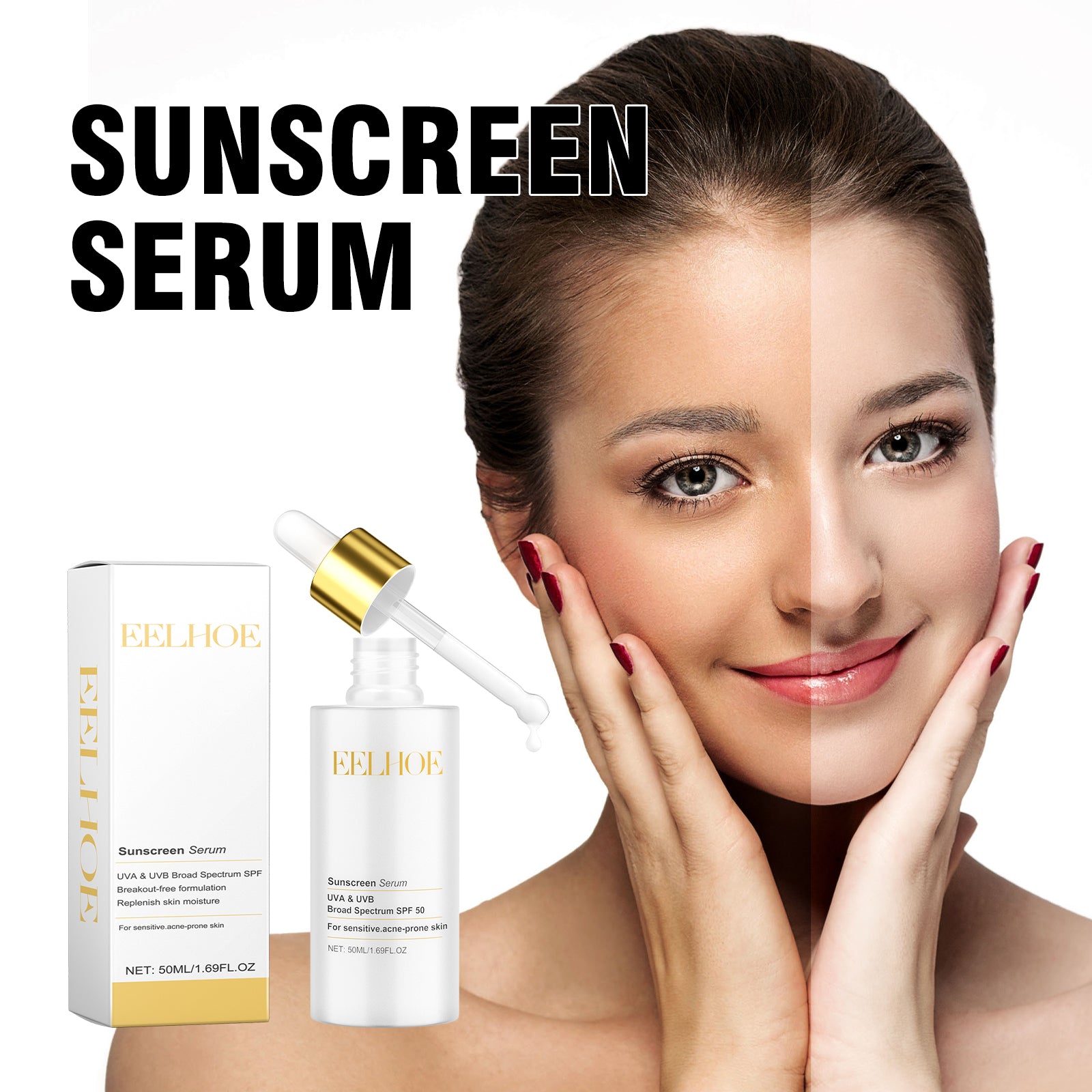 EELHOE Sunscreen Serum, Outdoor Protection Brightening Skin Hydrating Non - Greasy Moisturizing Skin Protection Serum - 5 - CJ