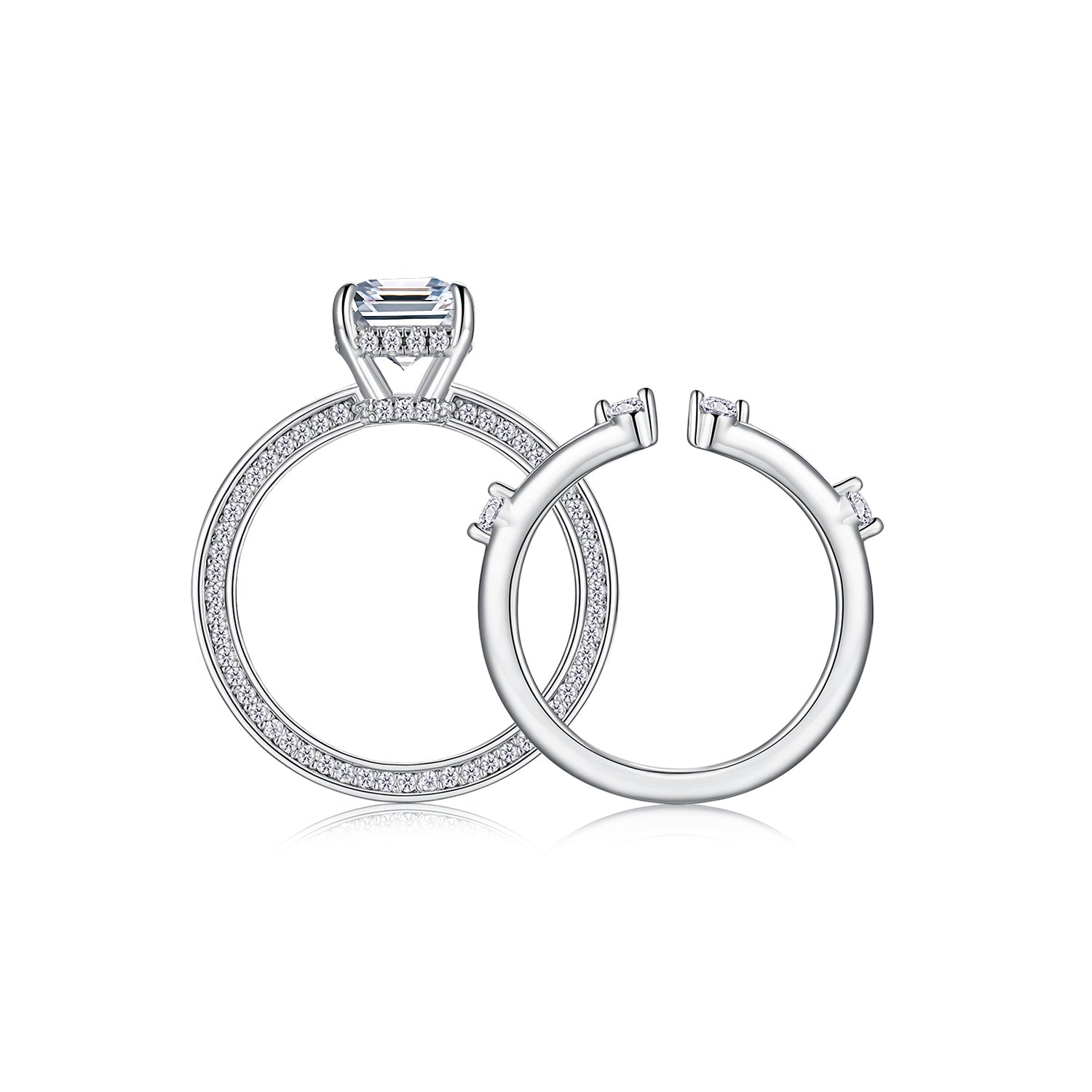 1Ice Crystal Love - Fashionable Men’s And Women’s Ring And Ring Jewelry Set With Moissanite S925 Sterling Silver And Platinum - plated Diamond Prohibit TikTok sales - 5 - CJ