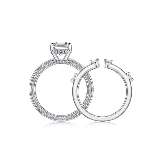 1Ice Crystal Love - Fashionable Men’s And Women’s Ring And Ring Jewelry Set With Moissanite S925 Sterling Silver And Platinum - plated Diamond Prohibit TikTok sales - 5 - CJ