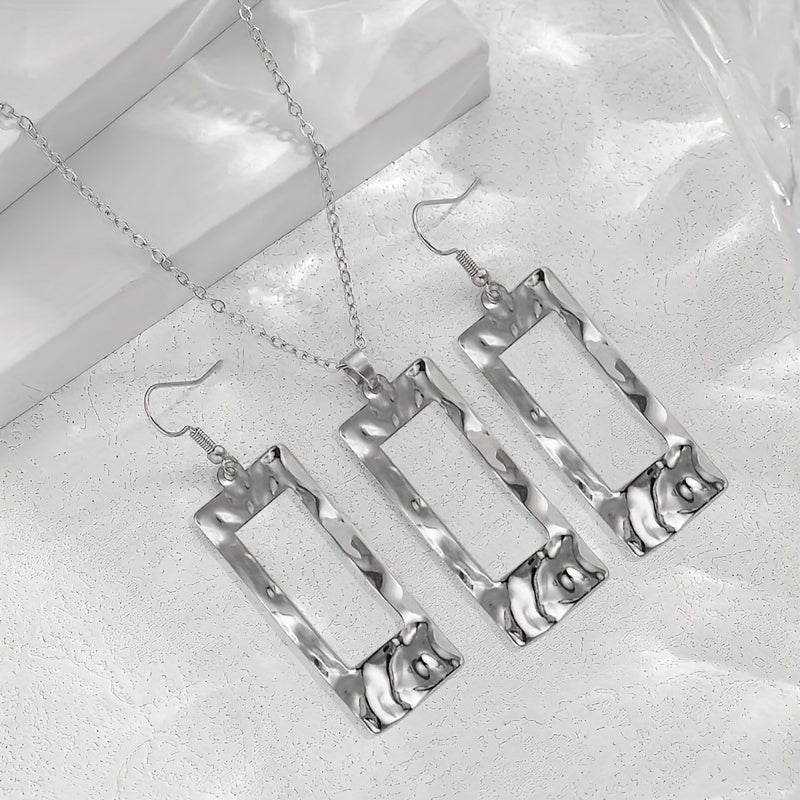 Lxalry Gold - Toned Hammered Geometric Jewelry Set, Recycled Alloy Necklace & Earrings For Women, Eco - Friendly Hypoallergenic Accessories For Daily Party Formal - 5 - CJ