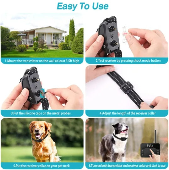 2 In 1 Wireless Electric Dog Fence Waterproof Pet Shock Boundary Containment System Electric Training Collar For Small Medium Large Dogs - 5 - CJ