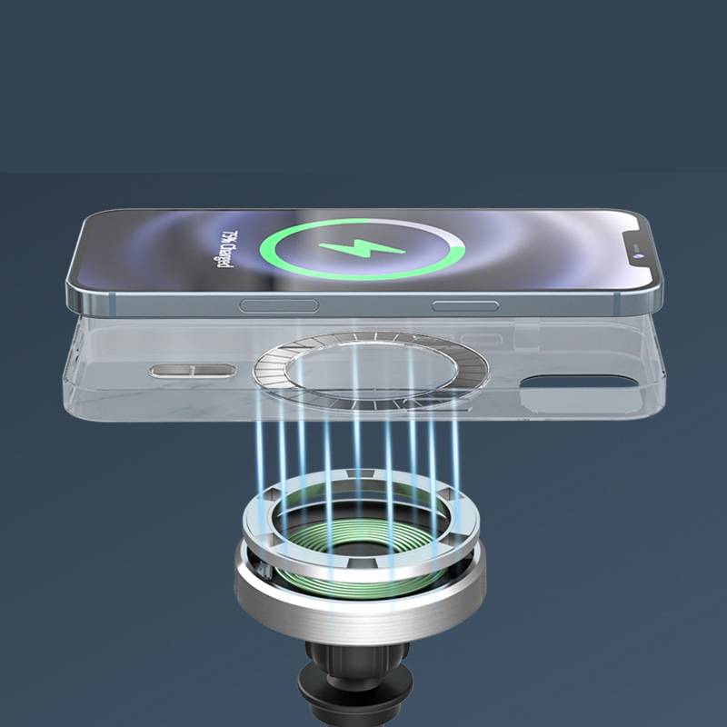 Compatible with Apple, Magnetic Wireless Car Charger for iPhone 12 Pro Max Mini Car Airvent Dashboard Mount Magnet Phone Holder Stand & Fast Charger - 0 - CJ
