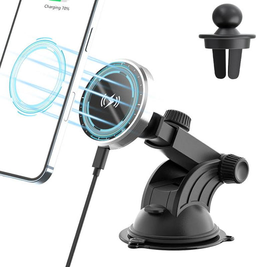 Compatible with Apple, Magnetic Wireless Car Charger for iPhone 12 Pro Max Mini Car Airvent Dashboard Mount Magnet Phone Holder Stand & Fast Charger - 0 - CJ