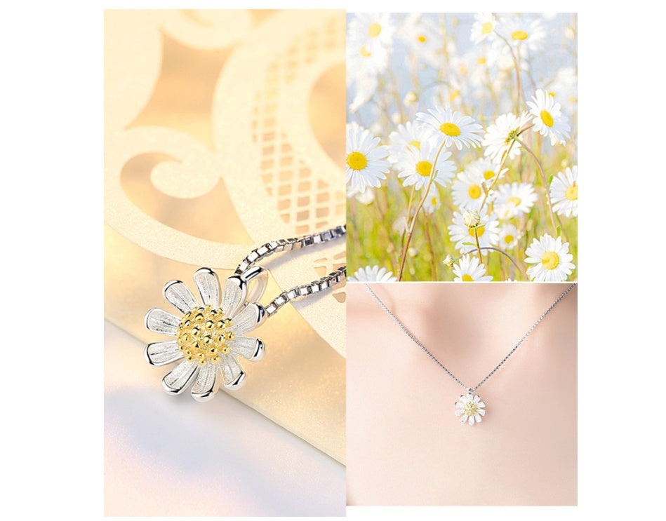 S925 Sterling Silver Sunflower Pendant - 0 - CJ