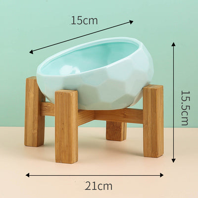 Pet Supplies Bowl Ceramic Cat Bowl Dog Bowl Oblique Mouth - 0 - CJ - light greenset - CJGY102954108HS