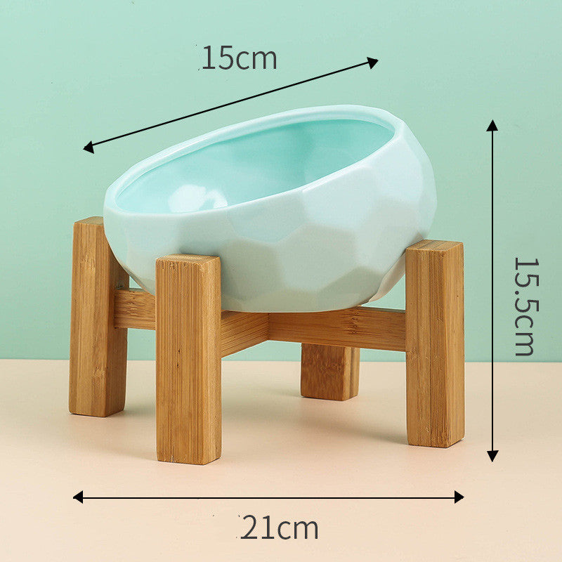 Pet Supplies Bowl Ceramic Cat Bowl Dog Bowl Oblique Mouth - 0 - CJ - light greenset - CJGY102954108HS
