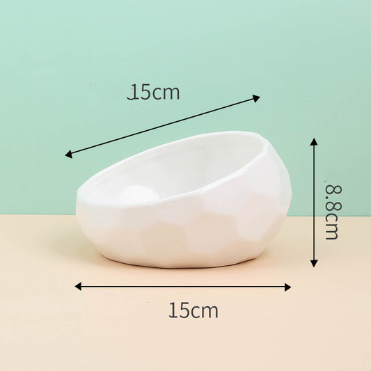 Pet Supplies Bowl Ceramic Cat Bowl Dog Bowl Oblique Mouth - 0 - CJ - White - CJGY102954101AZ
