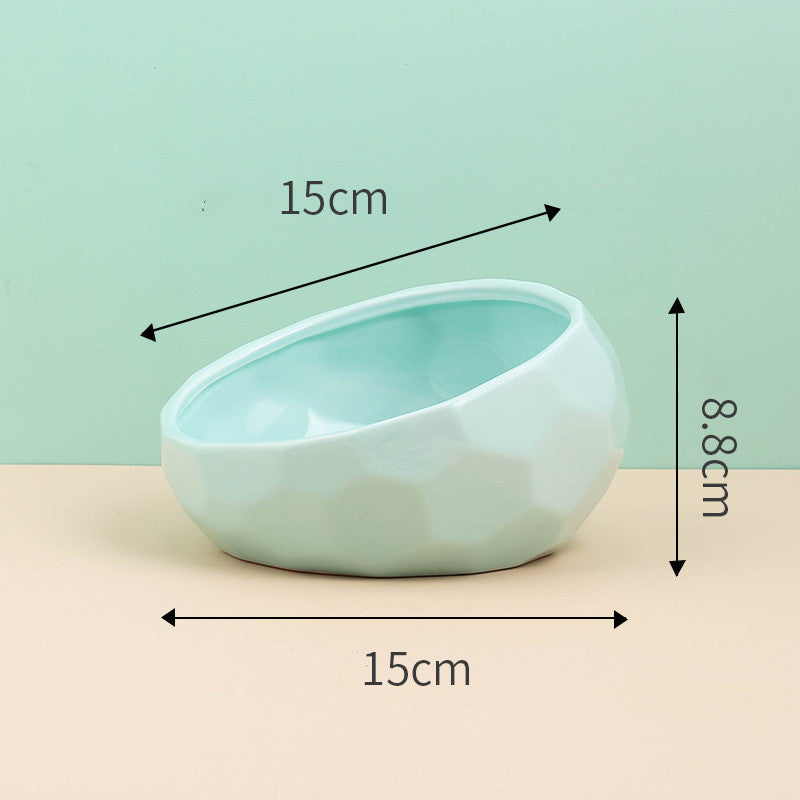 Pet Supplies Bowl Ceramic Cat Bowl Dog Bowl Oblique Mouth - 0 - CJ - light green - CJGY102954104DW
