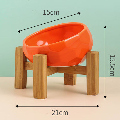 Pet Supplies Bowl Ceramic Cat Bowl Dog Bowl Oblique Mouth - 0 - CJ - redset - CJGY102954105EV