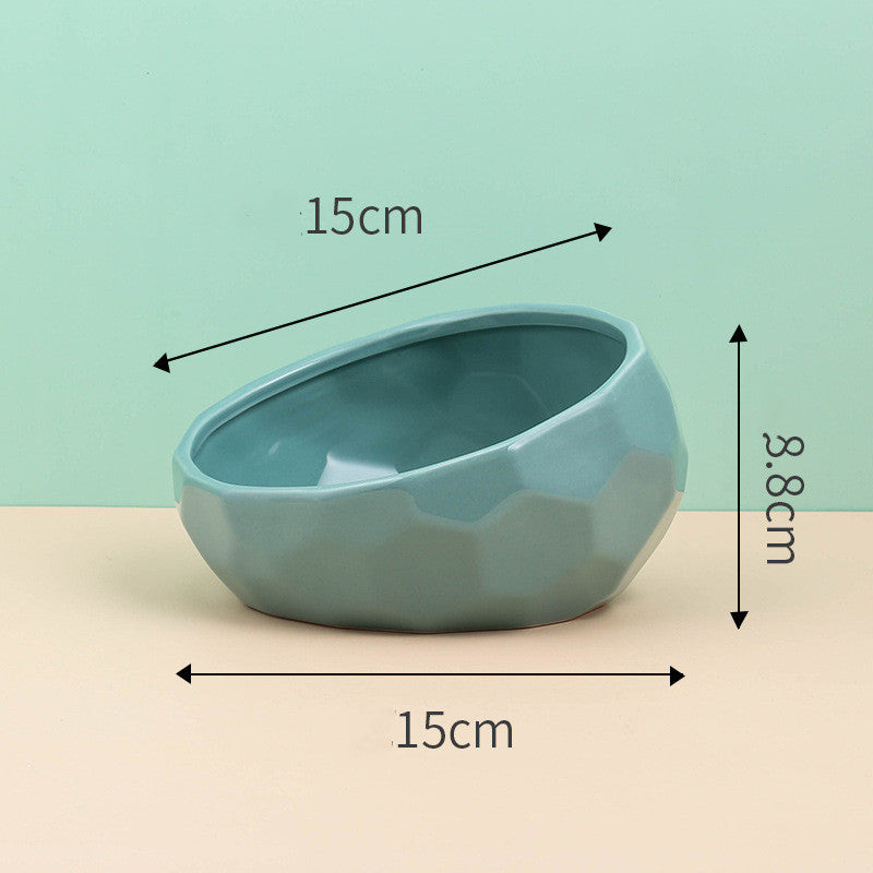 Pet Supplies Bowl Ceramic Cat Bowl Dog Bowl Oblique Mouth - 0 - CJ - Blue - CJGY102954103CX