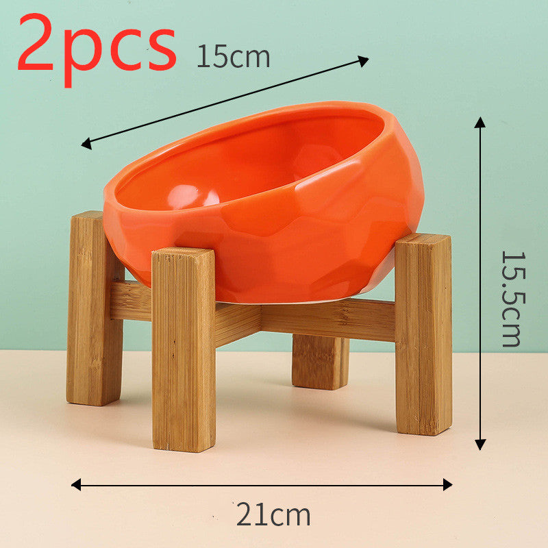Pet Supplies Bowl Ceramic Cat Bowl Dog Bowl Oblique Mouth - 0 - CJ - redset2pcs - CJGY102954113MN