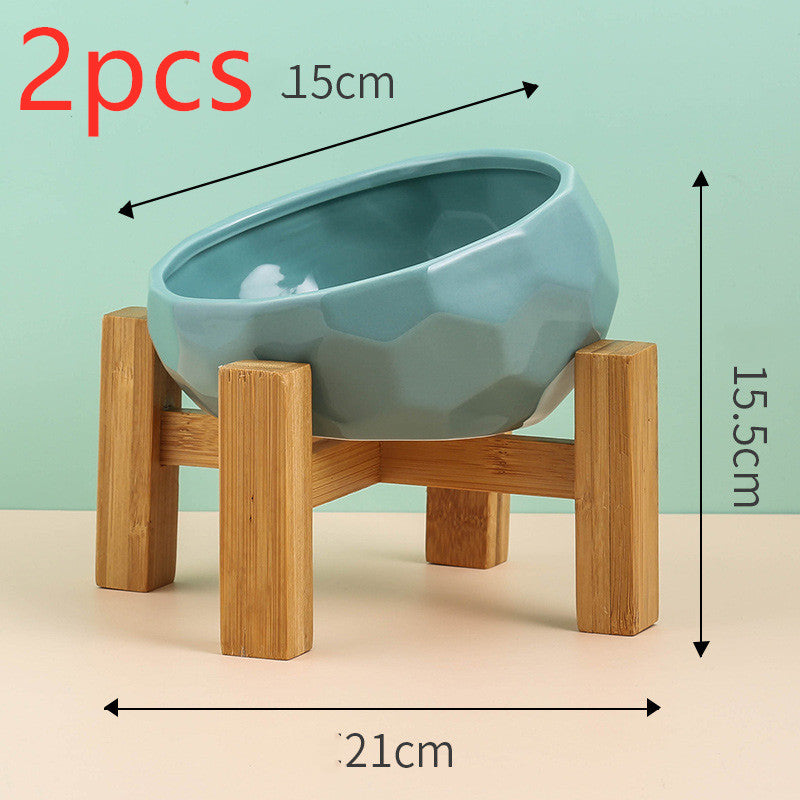 Pet Supplies Bowl Ceramic Cat Bowl Dog Bowl Oblique Mouth - 0 - CJ - greenset 2pcs - CJGY102954114NM
