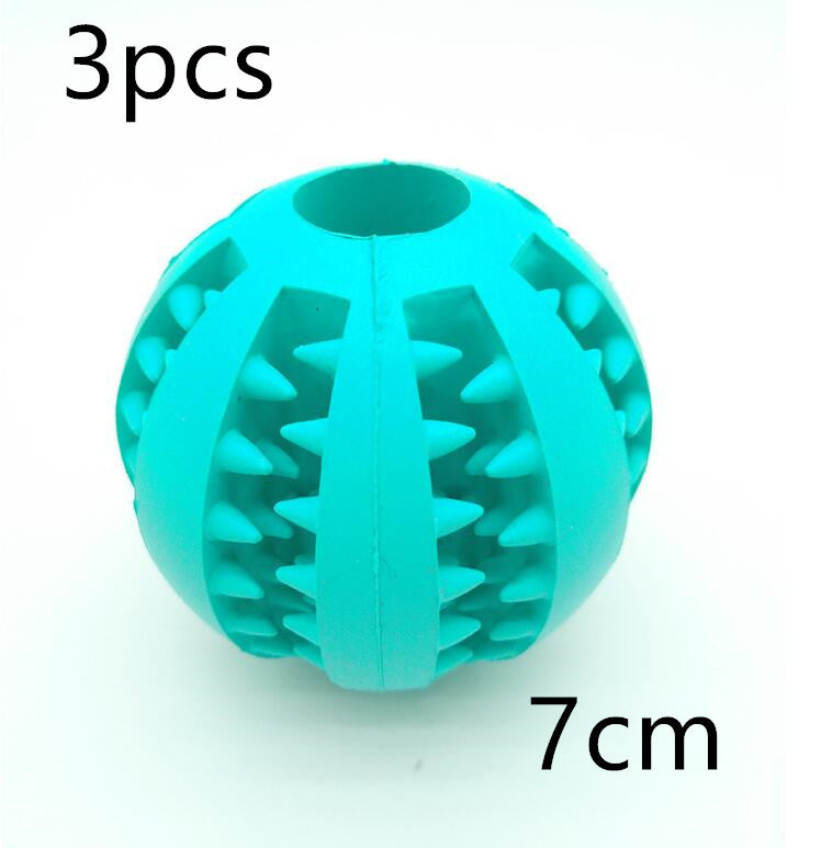 Pet Slow Feeder Dog Toy Cute Funny Rubber Dog Ball Toy - 0 - CJ - Sky Blue - 7cm 3pcs - CJJJCWGY00661 - Sky Blue - 7cm 3pcs