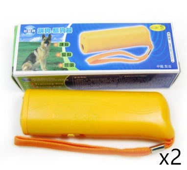 3 - in - 1 Anti Barking Dog Training Device Ultrasonic Dog Training Repeller  LED Flashlight - 0 - CJ - 2pcs Yellow - CJJJCWGX00011 - 2pcs Yellow