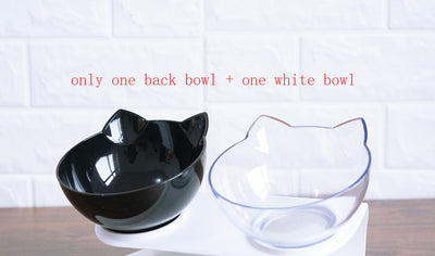 New Inclined Food Cat Ear Oblique Mouth Transparent Single Pet Bowl - 0 - CJ - Black and Clear - Q1pcs - CJJJCWMY00452 - Black and Clear - Q1pcs