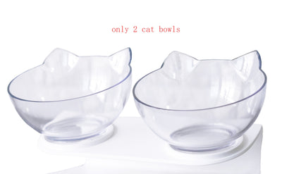 New Inclined Food Cat Ear Oblique Mouth Transparent Single Pet Bowl - 0 - CJ - Double Clear Lucite - Q1pcs - CJJJCWMY00452 - Double Clear Lucite - Q1pcs