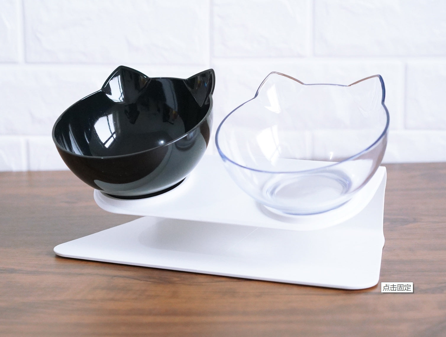 New Inclined Food Cat Ear Oblique Mouth Transparent Single Pet Bowl - 0 - CJ - Double base - Q1pcs - CJJJCWMY00452 - Double base - Q1pcs