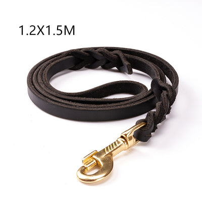 The first layer of leather dog leashes in the large dog chain demu training rope horse dog Golden Retriever dog rope - 0 - CJ - Black - 1.2X1.5M - CJJJCWGY00544 - Black - 1.2X1.5M