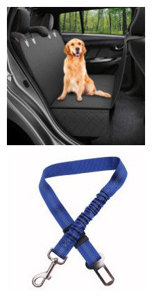 Dog Car Seat Cover View Mesh Pet Carrier Hammock Safety Protector Car Rear Back Seat Mat With Zipper And Pocket For Travel - 0 - CJ - A black with blue leash - CJJJCWGY00736 - A black with blue leash