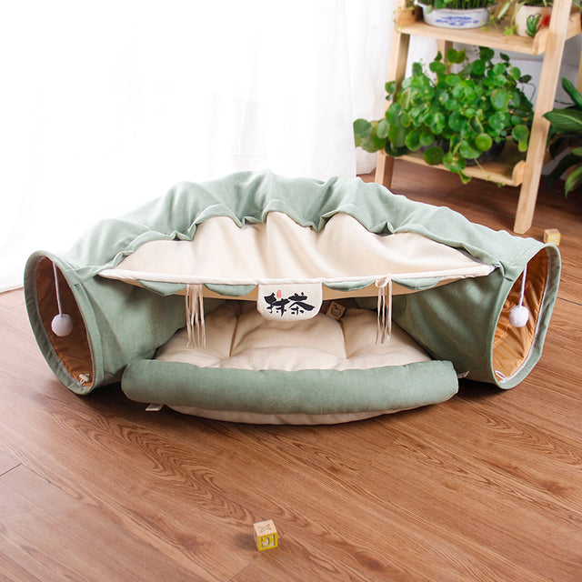 Pet Cats Tunnel Interactive Play Toy Mobile Collapsible Ferrets Rabbit Bed tunnels Indoor Toys Kitten Exercising Products - 0 - CJ
