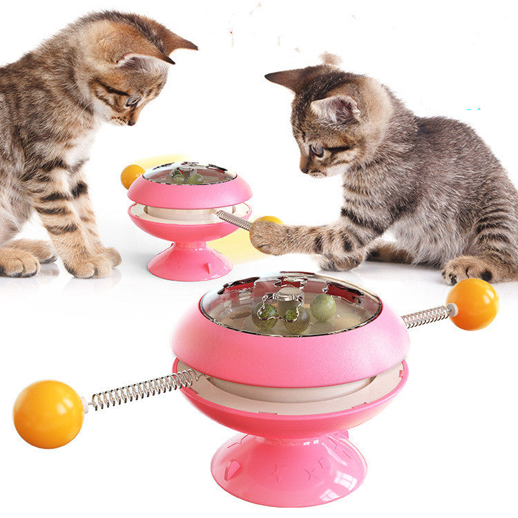 Rotatable Cat Toys Supplies With Catnip Interactive Training Toys For Cats Kitten Cat Accessories Pet Products - 0 - CJ - Pink - CJMY111730704DW