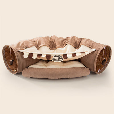Collapsible Cat Tunnel Durable Washable Collapsible - 0 - CJ - Coffee - CJJJCWMY00501 - Coffee