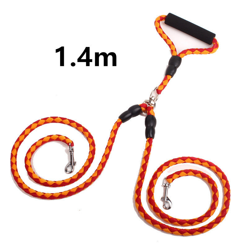Double - Ended Traction Rope For Walking The Dog Hand - Double - Ended Traction Rope One Plus Two Leash Collar Pet Supplies Dog Collar - 0 - CJ - Orange1.4m - CJJJCWGY00201 - Orange1.4m