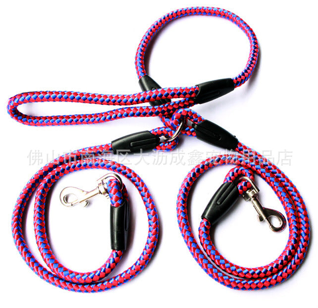 Double - Ended Traction Rope For Walking The Dog Hand - Double - Ended Traction Rope One Plus Two Leash Collar Pet Supplies Dog Collar - 0 - CJ - A Rose Red 1.5cm - CJJJCWGY00201 - A Rose Red 1.5cm